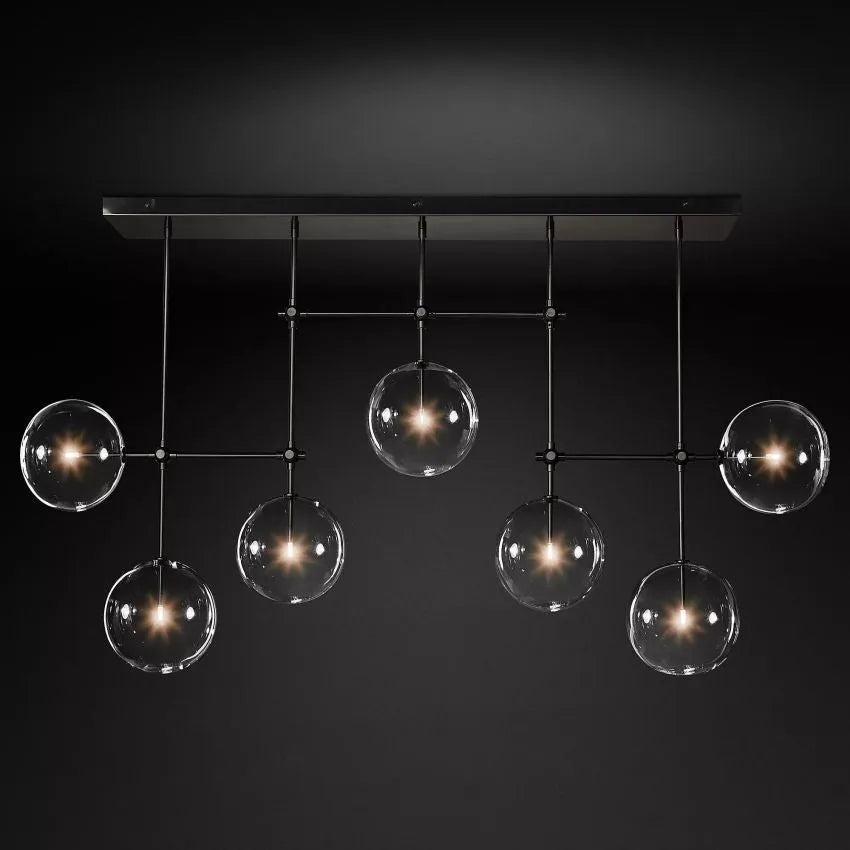 Modern Glass Globe Linear Chandelier 50'' 60"