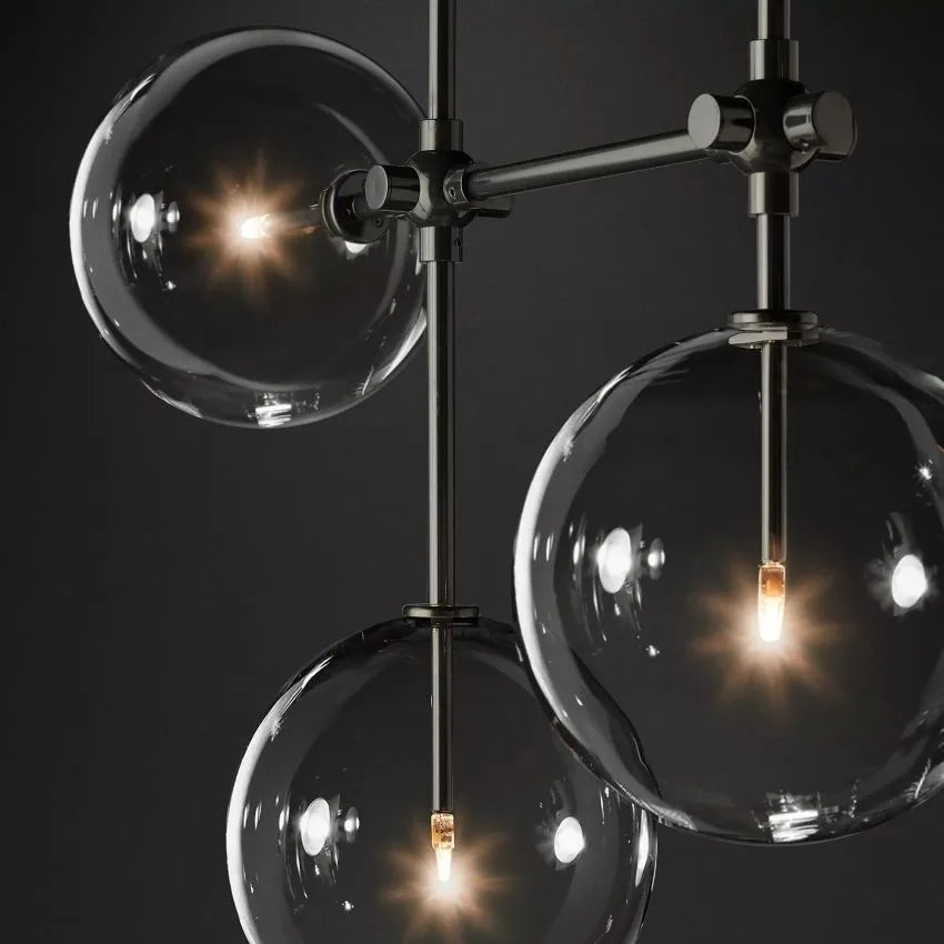 Darrance Modern Glass Globe Linear Chandelier 50'' 60" chandelier Kevin Studio Inc Black 50''W 