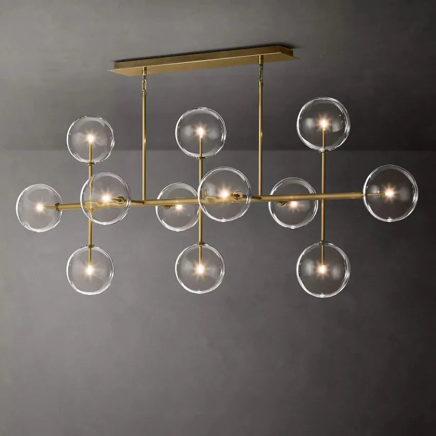 Modern Glass Globe Linear Chandelier 58"