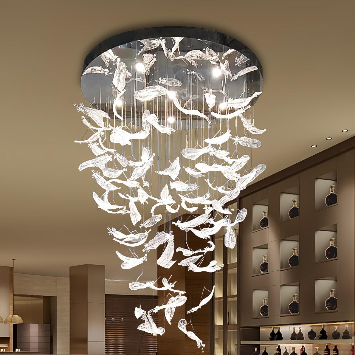 Glass Feathers Chandelier - LightVelucia