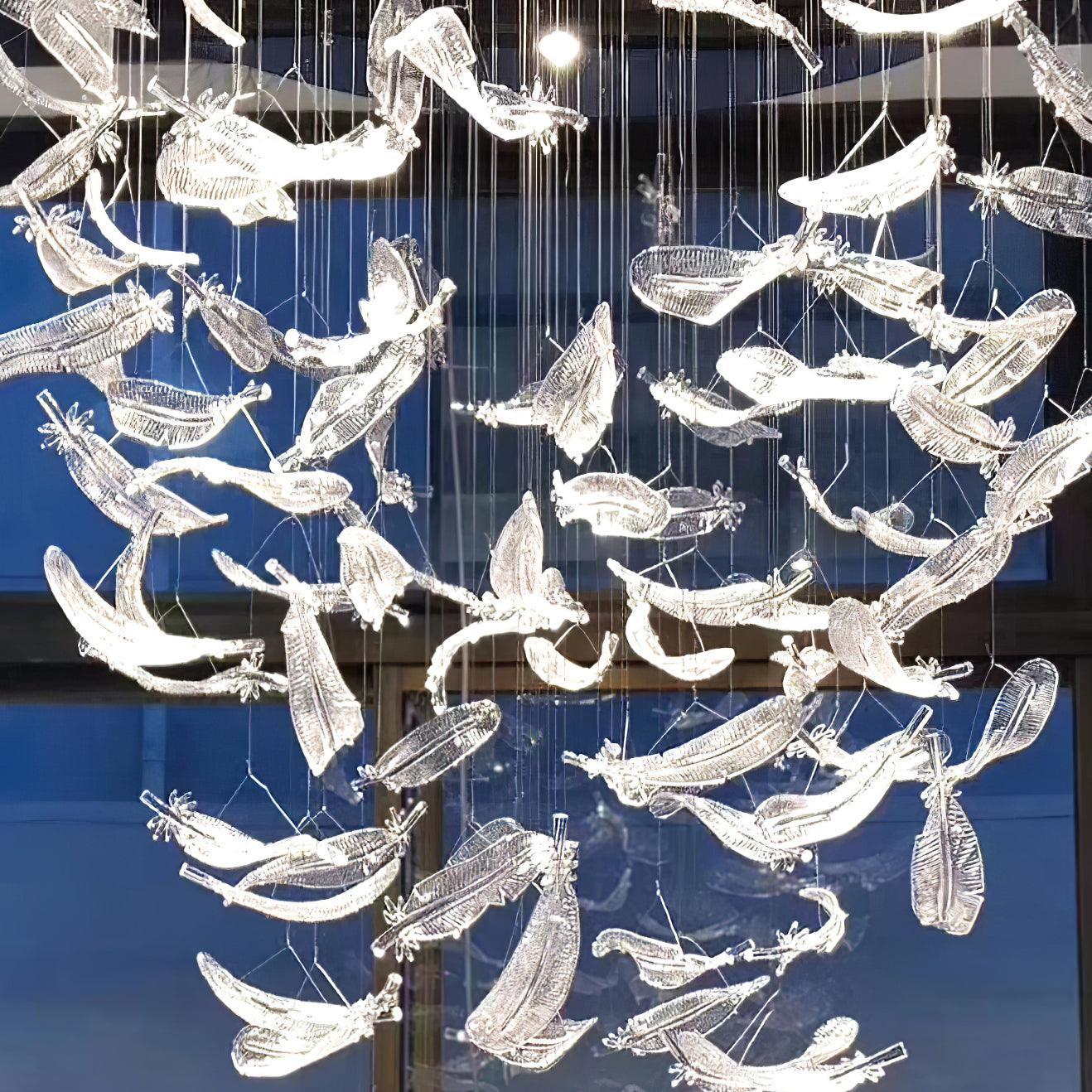 Glass Feathers Chandelier - LightVelucia