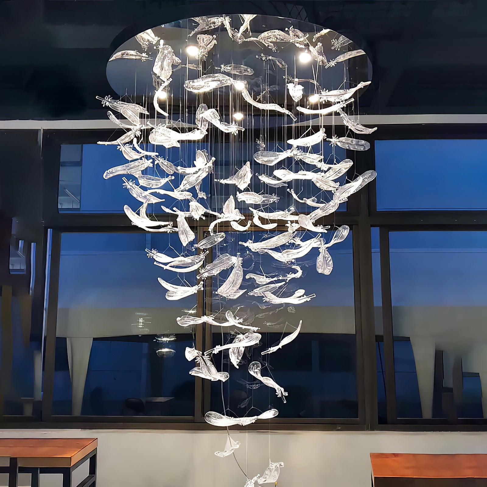 Glass Feathers Chandelier - LightVelucia