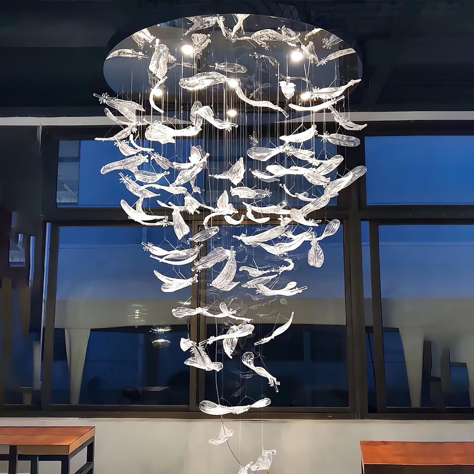 Glass Feathers Chandelier - LightVelucia