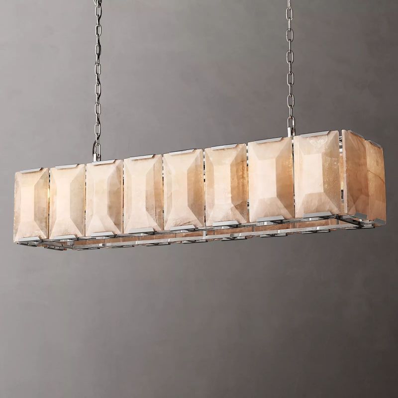 Harson Calcite Rectangular Chandelier 54" chandeliers for dining room,chandeliers for stairways,chandeliers for foyer,chandeliers for bedrooms,chandeliers for kitchen,chandeliers for living room Rbrights   