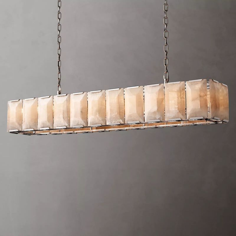 Harson Calcite Rectangular Chandelier 74" chandeliers for dining room,chandeliers for stairways,chandeliers for foyer,chandeliers for bedrooms,chandeliers for kitchen,chandeliers for living room Rbrights   