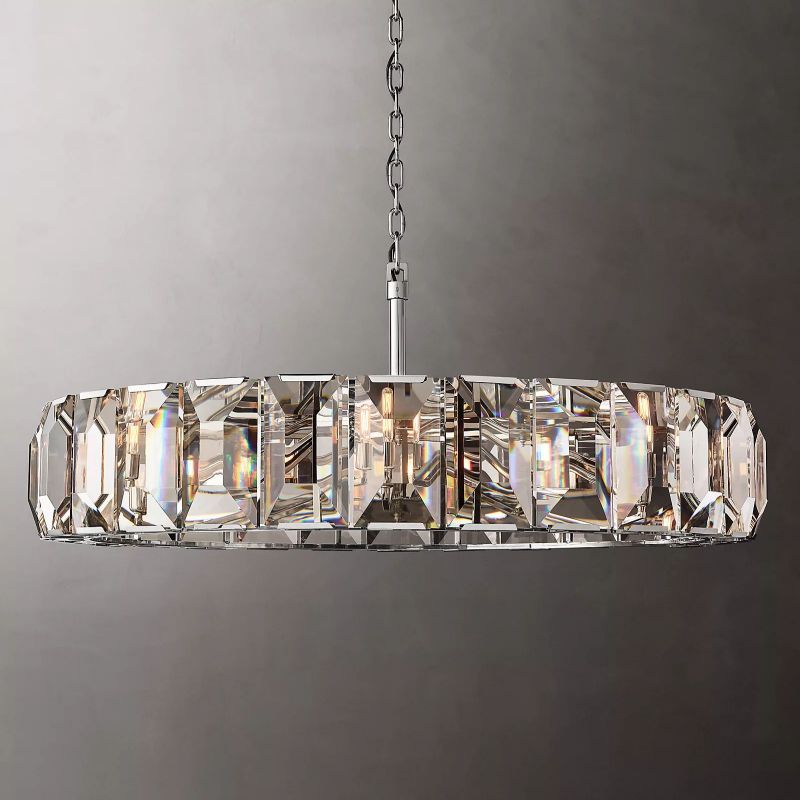 Harson Crystal Round Chandelier 60" chandeliers for dining room,chandeliers for stairways,chandeliers for foyer,chandeliers for bedrooms,chandeliers for kitchen,chandeliers for living room Rbrights Polished Stainless Steel  