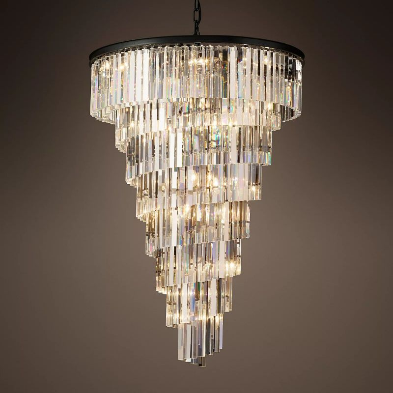 1920s Odeon Multi-layer spiral Crystal Round Chandelier 36"48"