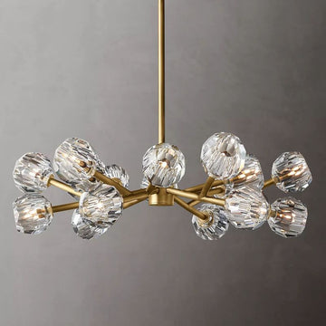 Boule Modern Clear Crystal Round Chandelier 36" Over Dining Table