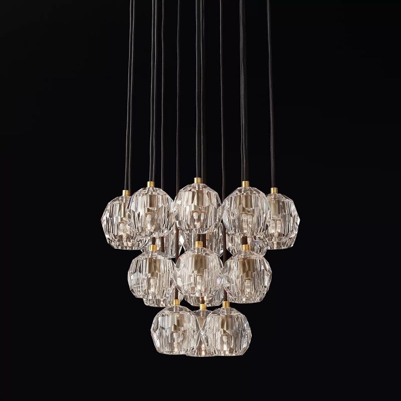 Kristal Glass Round Cluster Chandelier 19" chandeliers for dining room,chandeliers for stairways,chandeliers for foyer,chandeliers for bedrooms,chandeliers for kitchen,chandeliers for living room Rbrights   