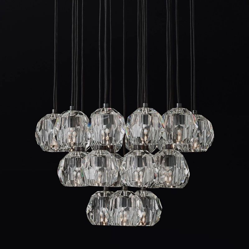 Kristal Glass Round Cluster Chandelier 24" chandeliers for dining room,chandeliers for stairways,chandeliers for foyer,chandeliers for bedrooms,chandeliers for kitchen,chandeliers for living room Rbrights   