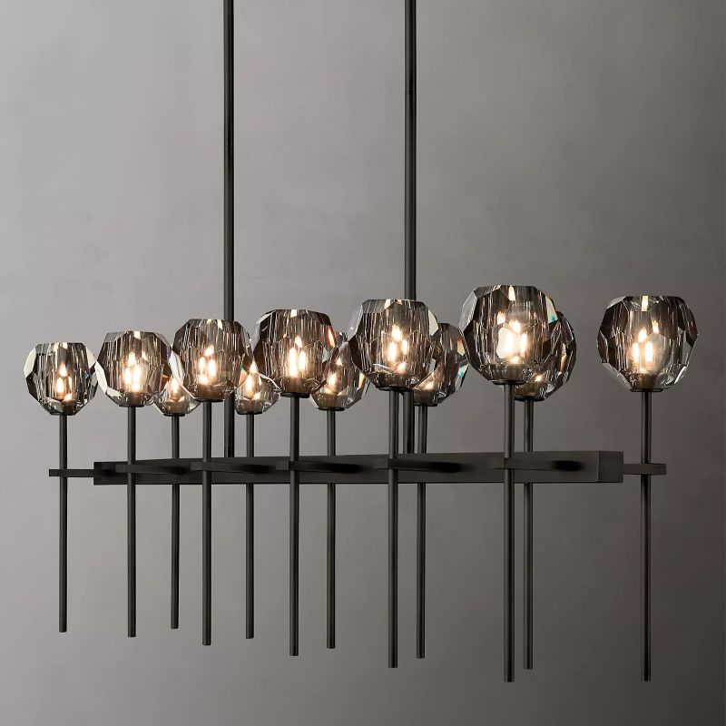 Kristal Glass Double Linear Chandelier 60" chandeliers for dining room,chandeliers for stairways,chandeliers for foyer,chandeliers for bedrooms,chandeliers for kitchen,chandeliers for living room Rbrights   