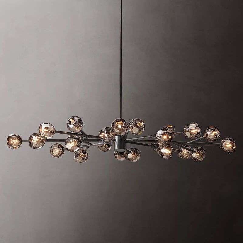 Kristal Smoke Glass Oval Chandelier 72" chandeliers for dining room,chandeliers for stairways,chandeliers for foyer,chandeliers for bedrooms,chandeliers for kitchen,chandeliers for living room Rbrights Matte Black  