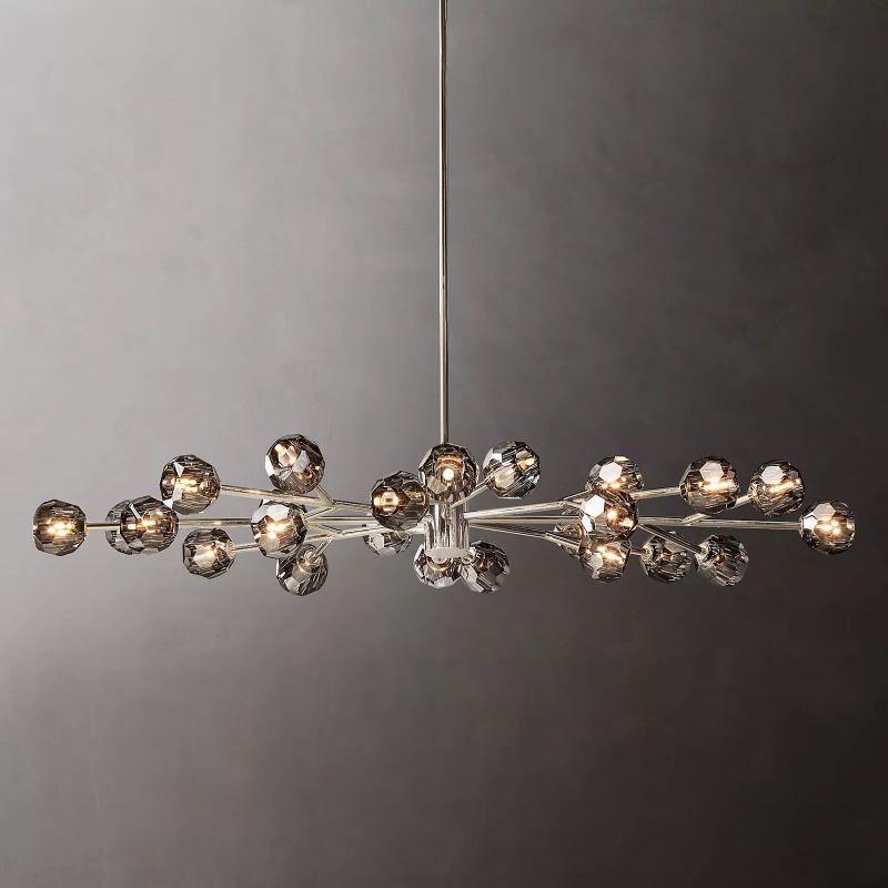 Kristal Smoke Glass Oval Chandelier 72" chandeliers for dining room,chandeliers for stairways,chandeliers for foyer,chandeliers for bedrooms,chandeliers for kitchen,chandeliers for living room Rbrights Polished Nickel  