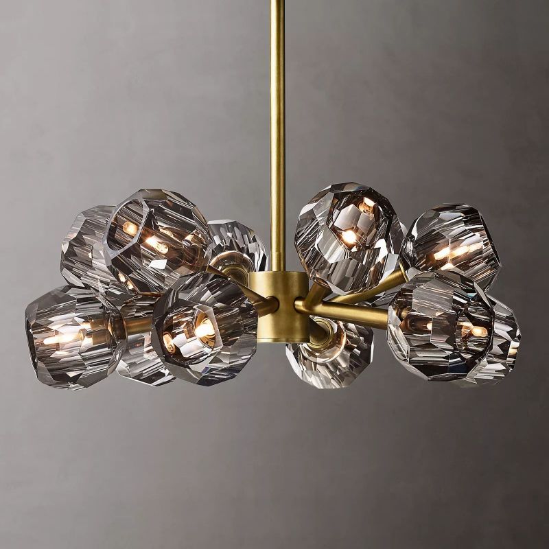 Boule Modern Smoke Crystal Round Chandelier 24" Over Dining Table