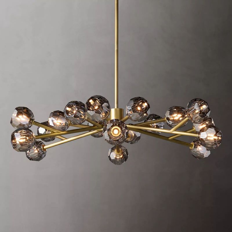 Boule Modern Smoke Crystal Round Chandelier 48" Over Dining Table