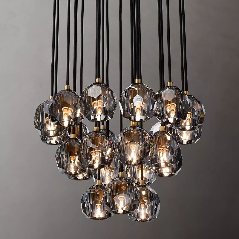 Boule Glass Round Cluster Chandelier 24"