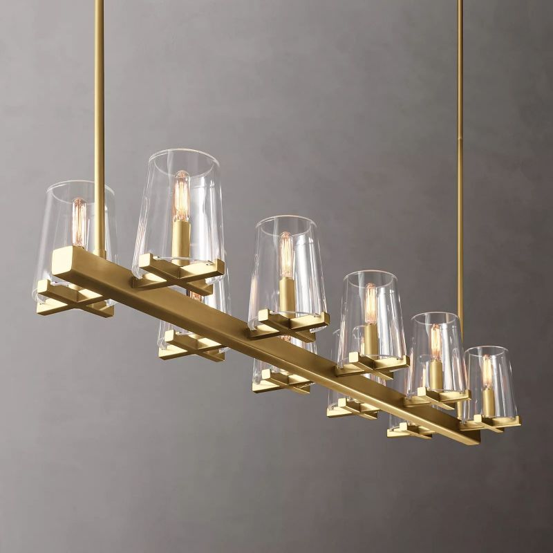 Kuseau Glass Linear Chandelier 49" chandeliers for dining room,chandeliers for stairways,chandeliers for foyer,chandeliers for bedrooms,chandeliers for kitchen,chandeliers for living room Rbrights   