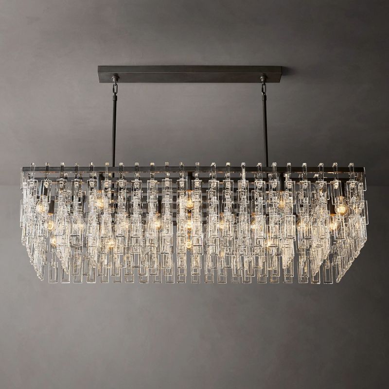 Marigna Rectangular Chandelier 60" Pendant for living room,Pendant for kitchen,Pendant for bathrooms,Pendant for bedrooms,Pendant for foyer,Pendant for stairways,Pendant for dining room Rbrights Matte Black  