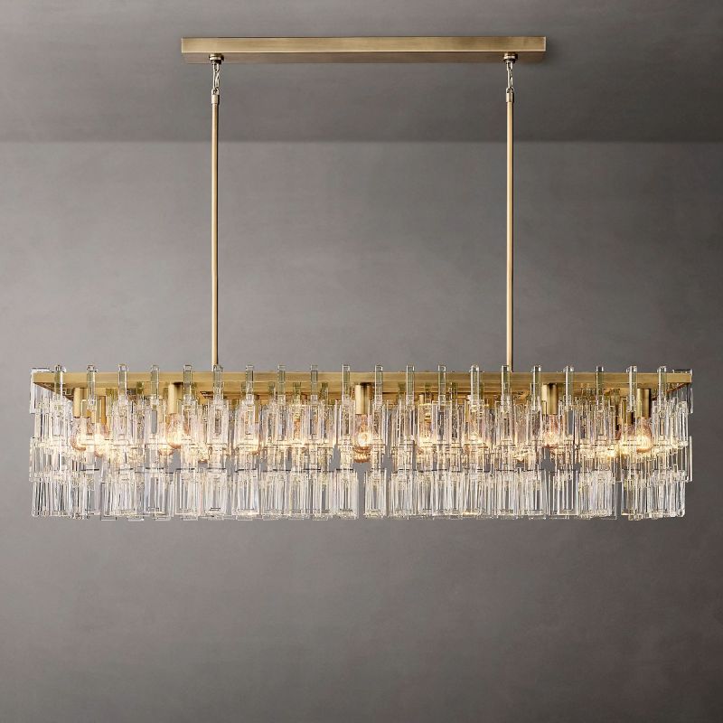 Marigna Rectangular Chandelier 60" Pendant for living room,Pendant for kitchen,Pendant for bathrooms,Pendant for bedrooms,Pendant for foyer,Pendant for stairways,Pendant for dining room Rbrights Antiqued Brass  