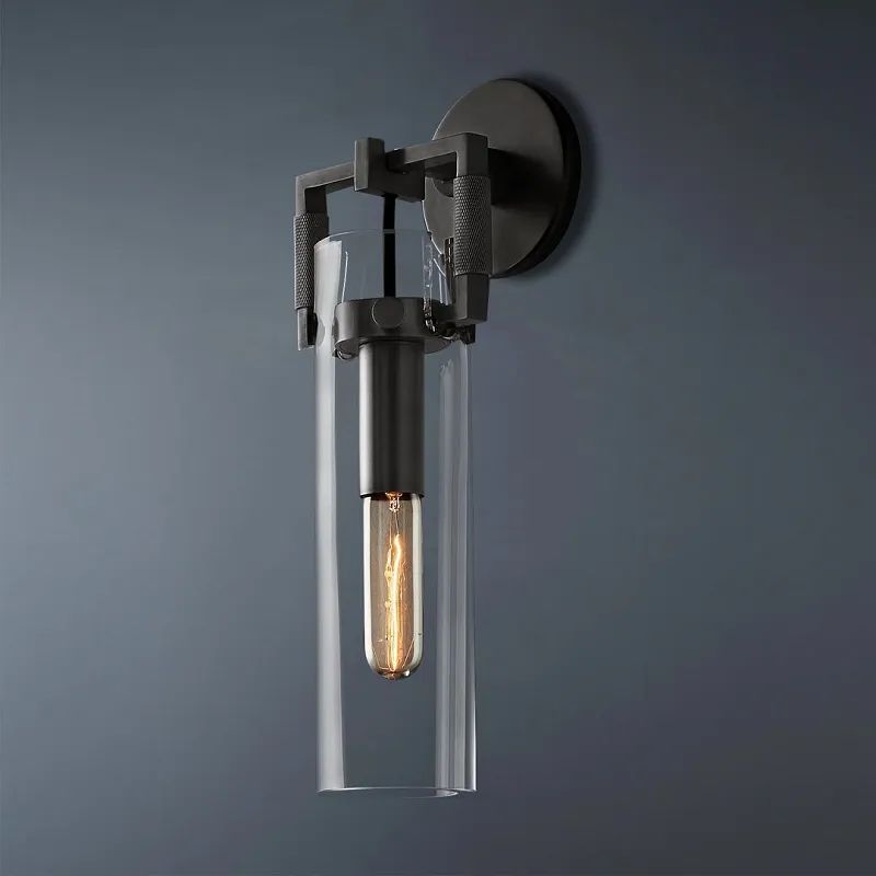 Mechanic Glass Cylinder Wall Sconce 12''