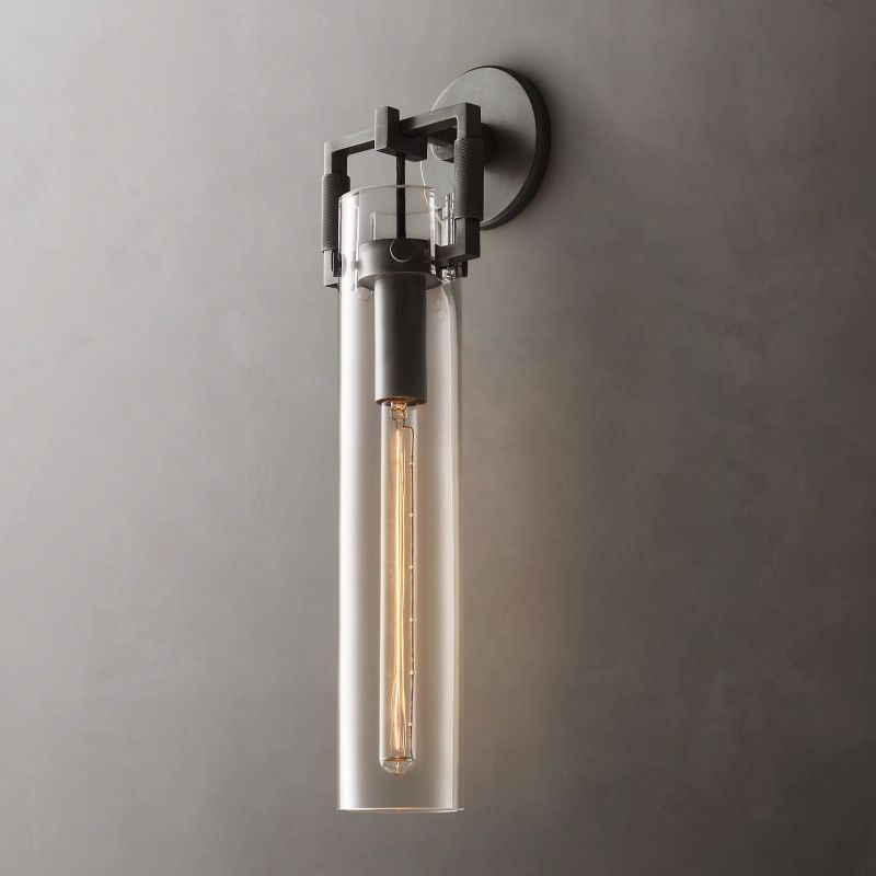Mechanic Glass Cylinder Wall Sconce 16''