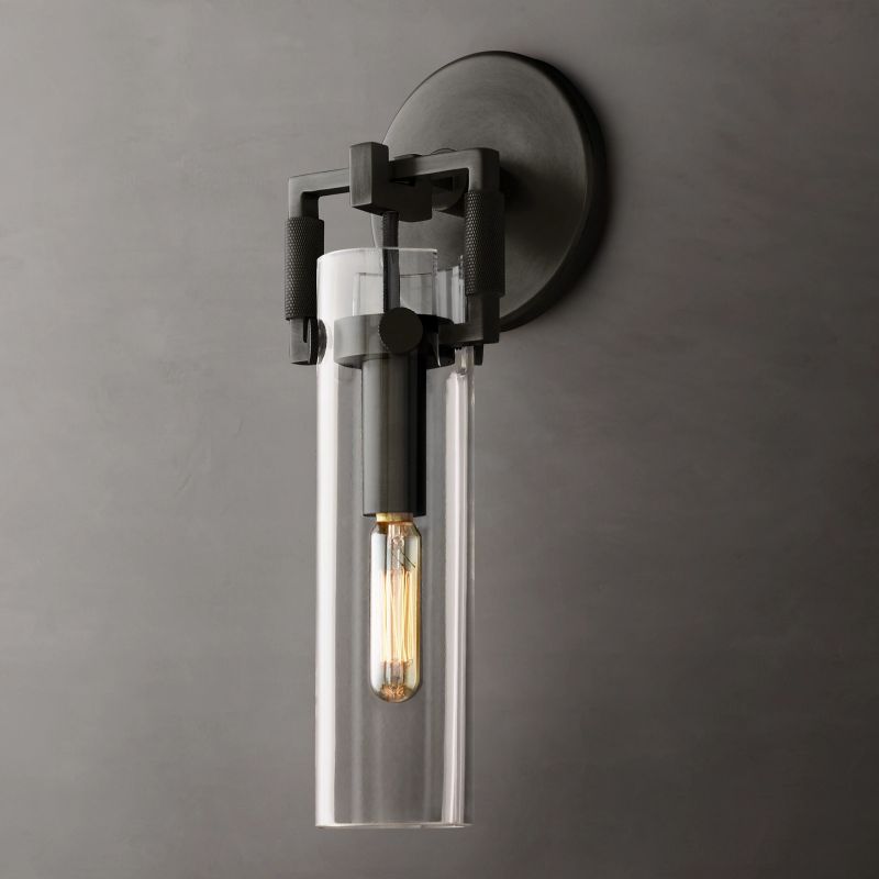 Mechanic Glass Cylinder Wall Sconce 9''