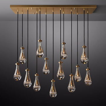 Raindrop Modern Rectangle Chandelier 54" Over Dining Table