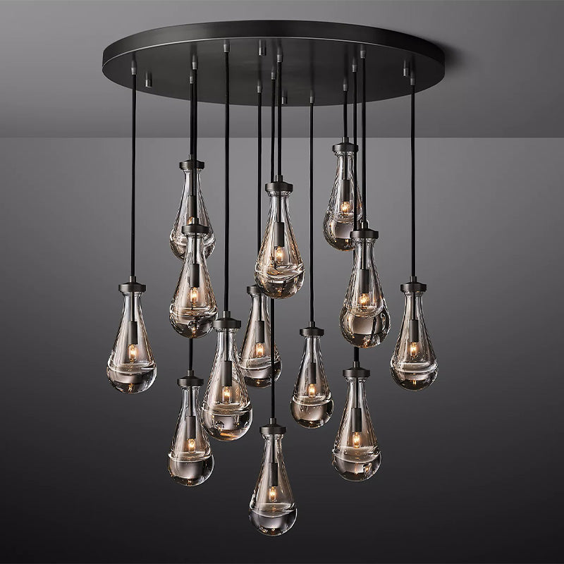 Raindrop Round Chandelier 36" chandeliers for dining room,chandeliers for stairways,chandeliers for foyer,chandeliers for bedrooms,chandeliers for kitchen,chandeliers for living room RBRIGHTS MatteBlack  