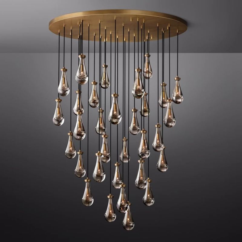 Raindrop Modern Round 60'' 31-Light Chandelier For Living Room, Staircase Chandelier