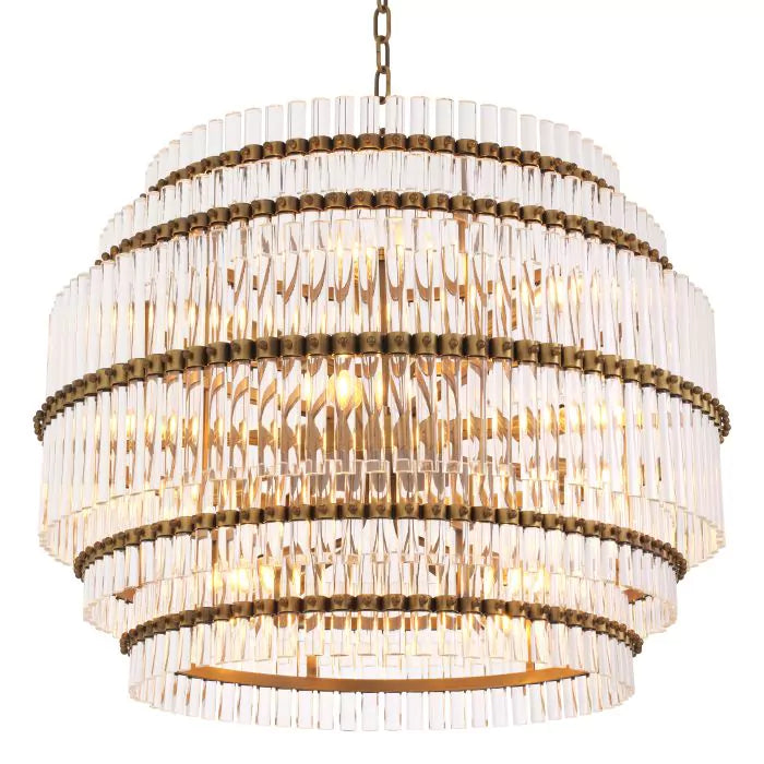 Fairy Modern Brass Glass Chandelier - (Antique Brass Finish | Clear Glass)