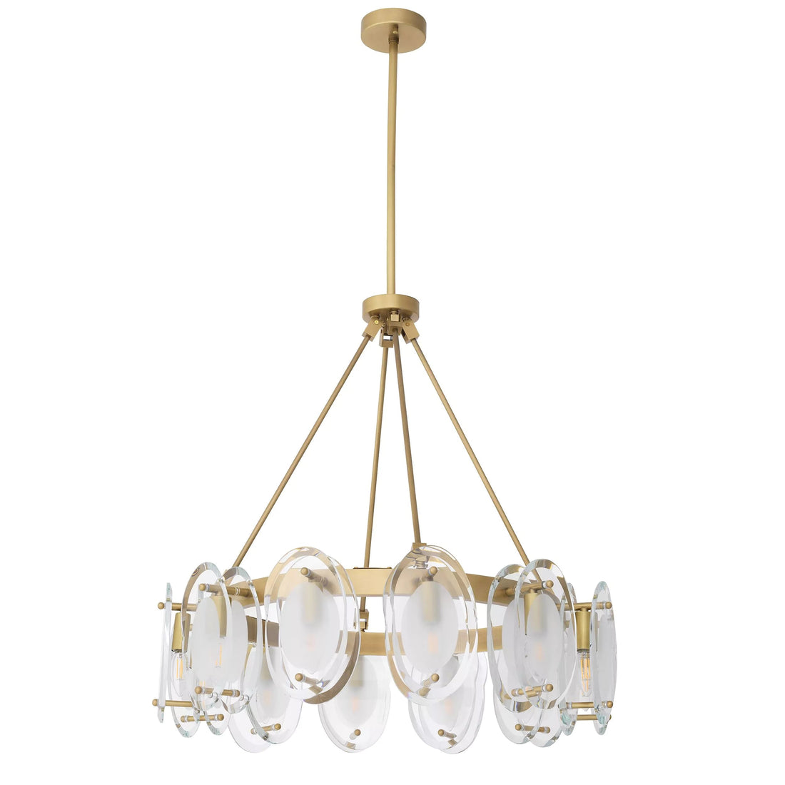 Eternity Modern Brass Chandelier Antique Brass Finish/Bevelled Glass