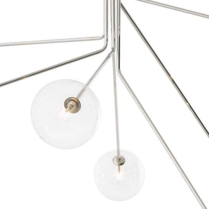 Glass Globe Modern Brass Chandelier - Nickel