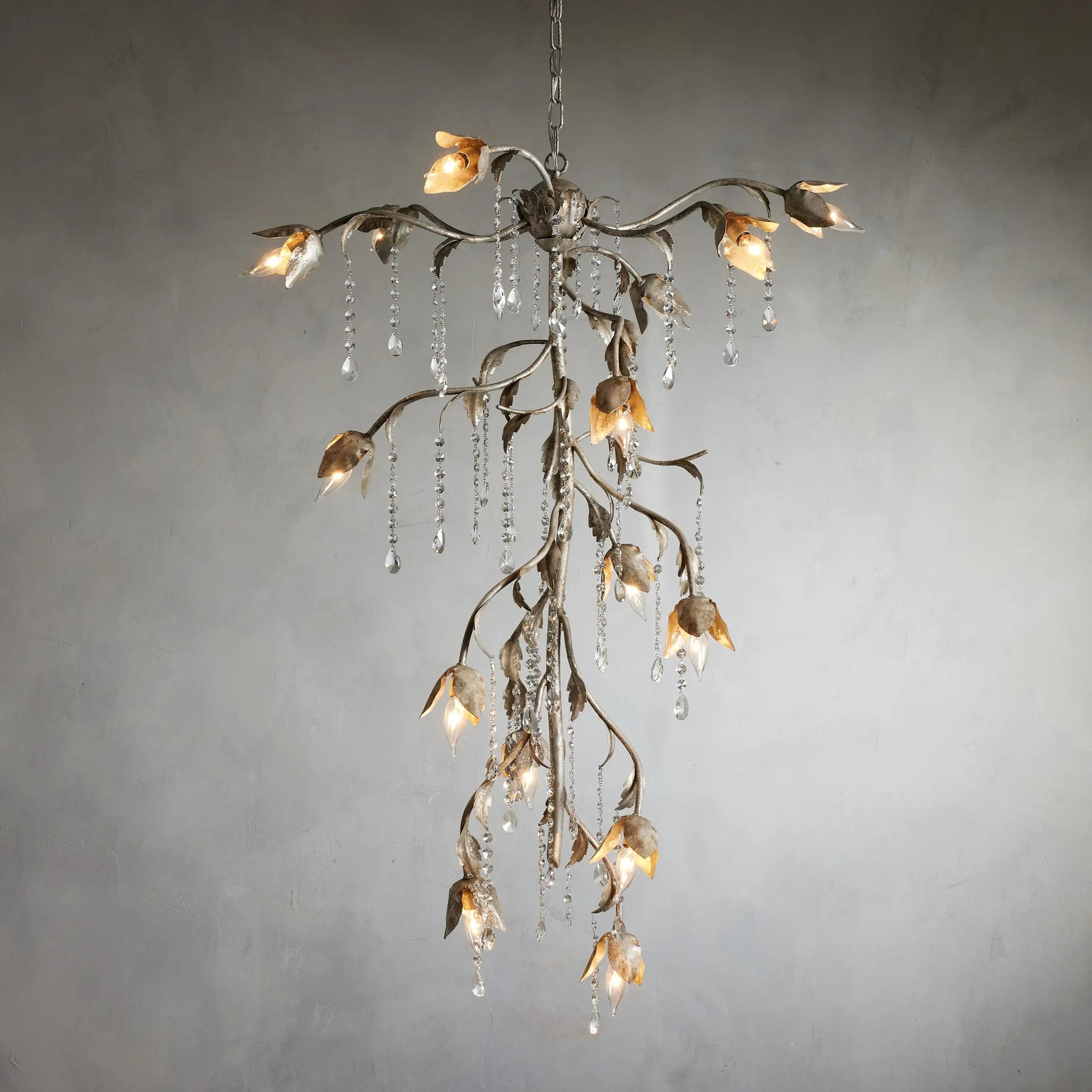 Gothic Viticcio Cascade Chandelier 34''H - Silver 