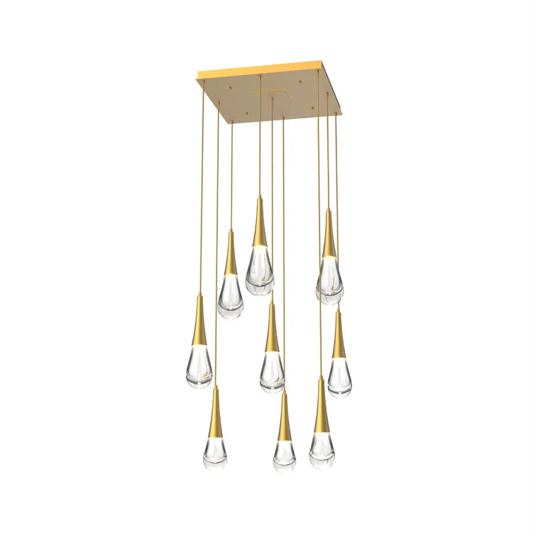 Rain 9-Light Square Chandelier Pendant For Living room Family room Dining Room Bedroom