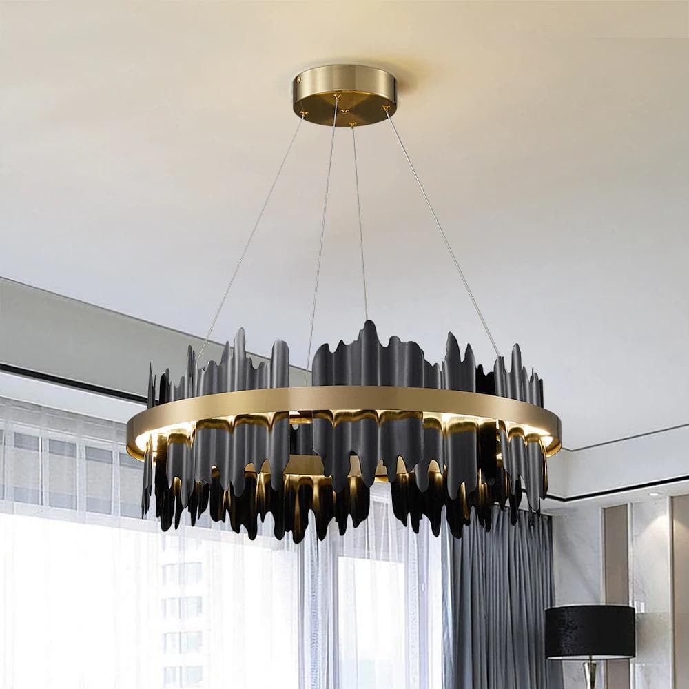 Brushed Modern Metal Ring Chandelier 24" 32"