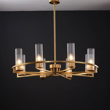 Brass Crystal Round Candle Chandelier