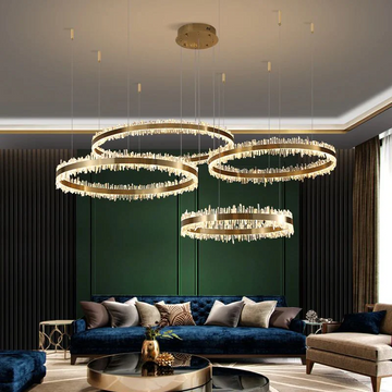 Helena Modern Quartz Crystal Rings Chandelier For Living Room