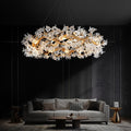 Branch Petal Crystal Brass Round Chandelier