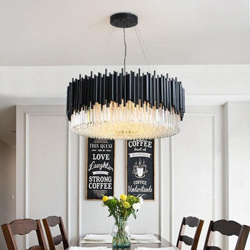 Natasha Modern Classic Black Crystal Round Chandelier 24"/ 32"/40"