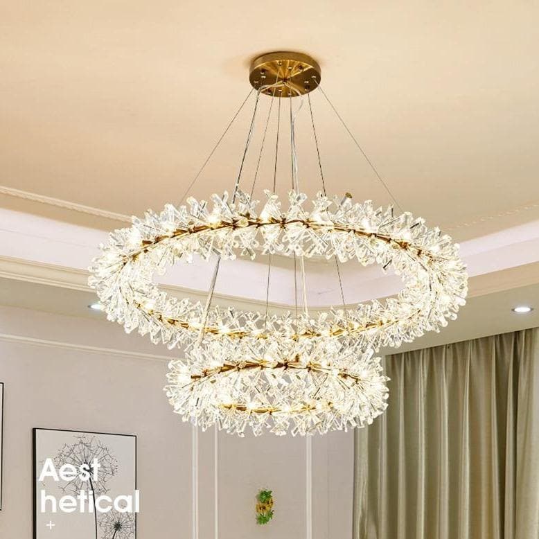 Modern Stylish Double Ring Crystal Chandelier