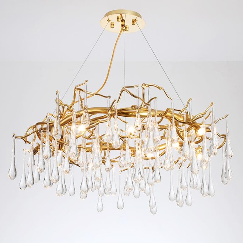 Branch Round  Long Tear Crystal  Chandelier