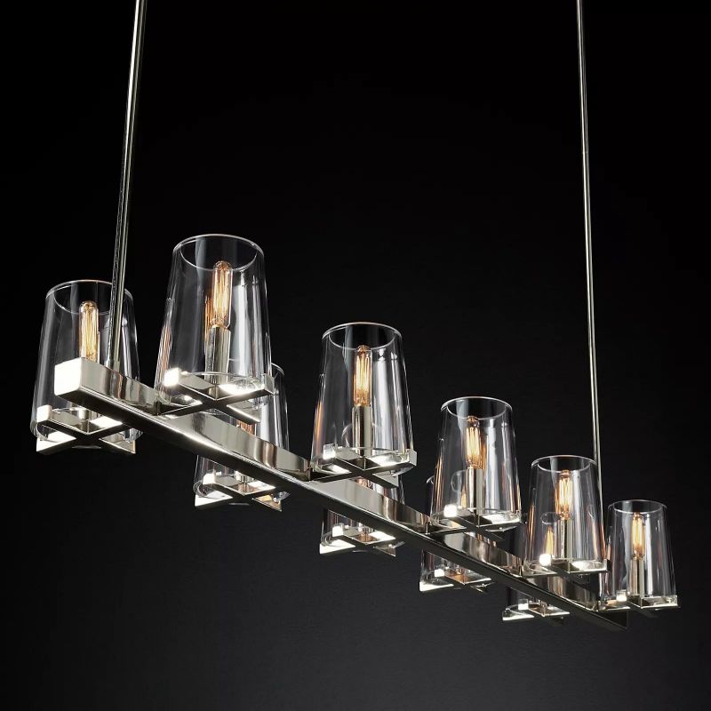 Kuseau Glass Linear Chandelier 49" chandeliers for dining room,chandeliers for stairways,chandeliers for foyer,chandeliers for bedrooms,chandeliers for kitchen,chandeliers for living room Rbrights   