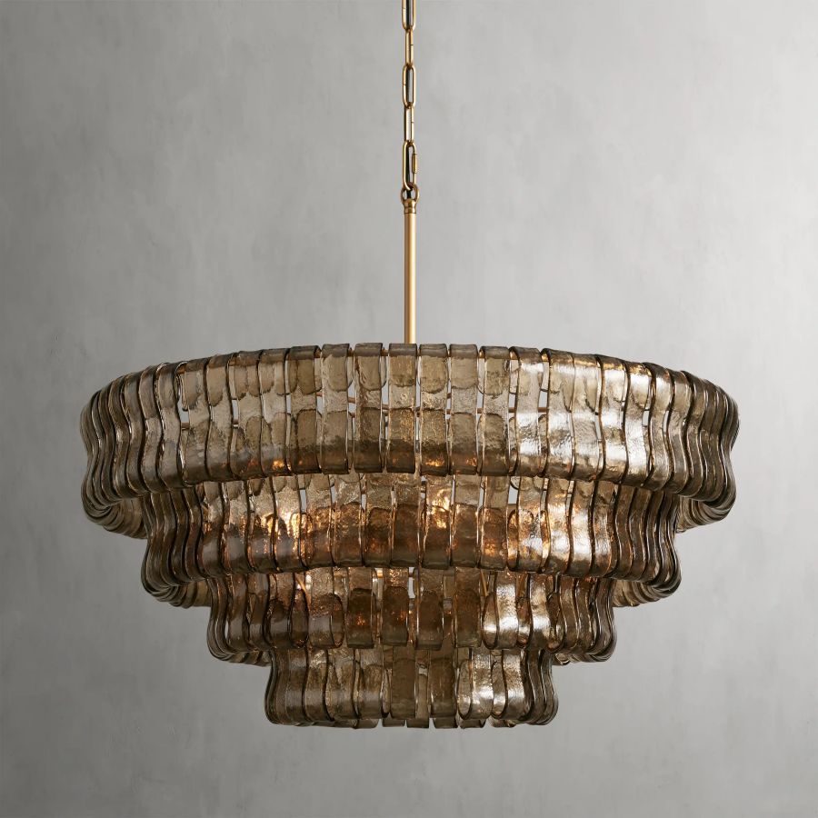 Ghiaccio Glass Round Chandelier 36“