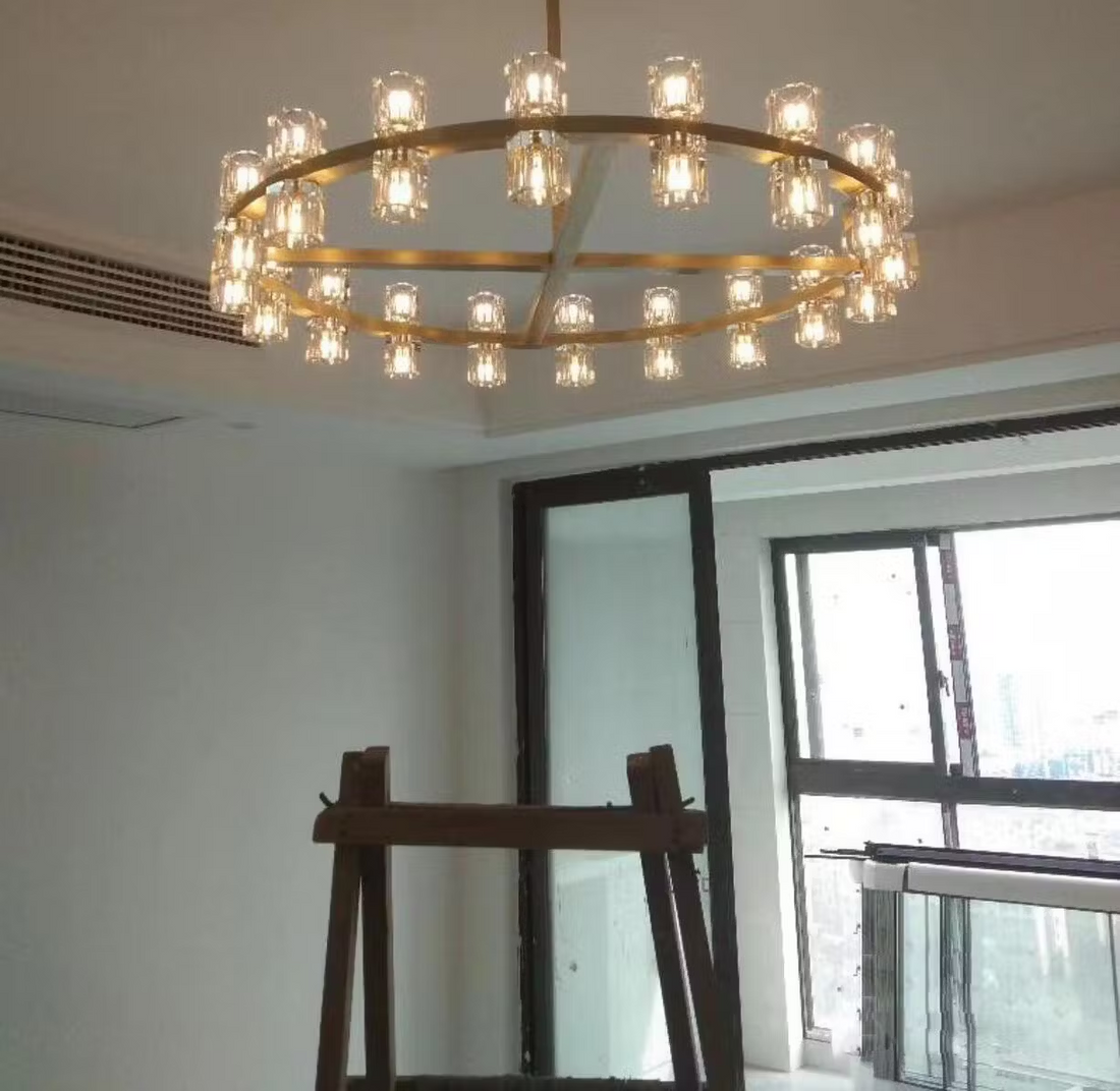 Arcachon Crystal Shades Round Chandelier 36"